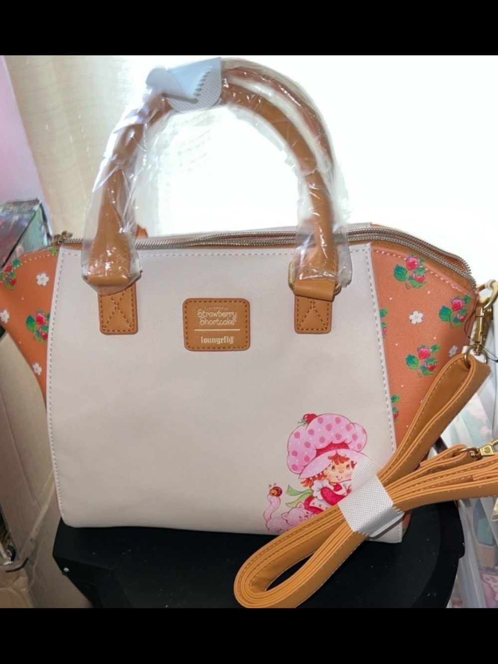 Loungefly Strawberry Girl Satchel - Pink, Tan & Red - Picture 2 of 2